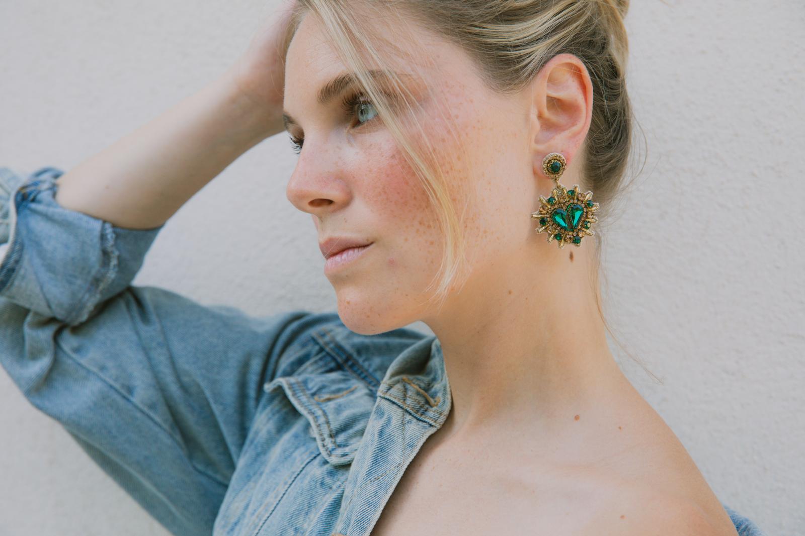 Boucles d'oreilles brodées Théa