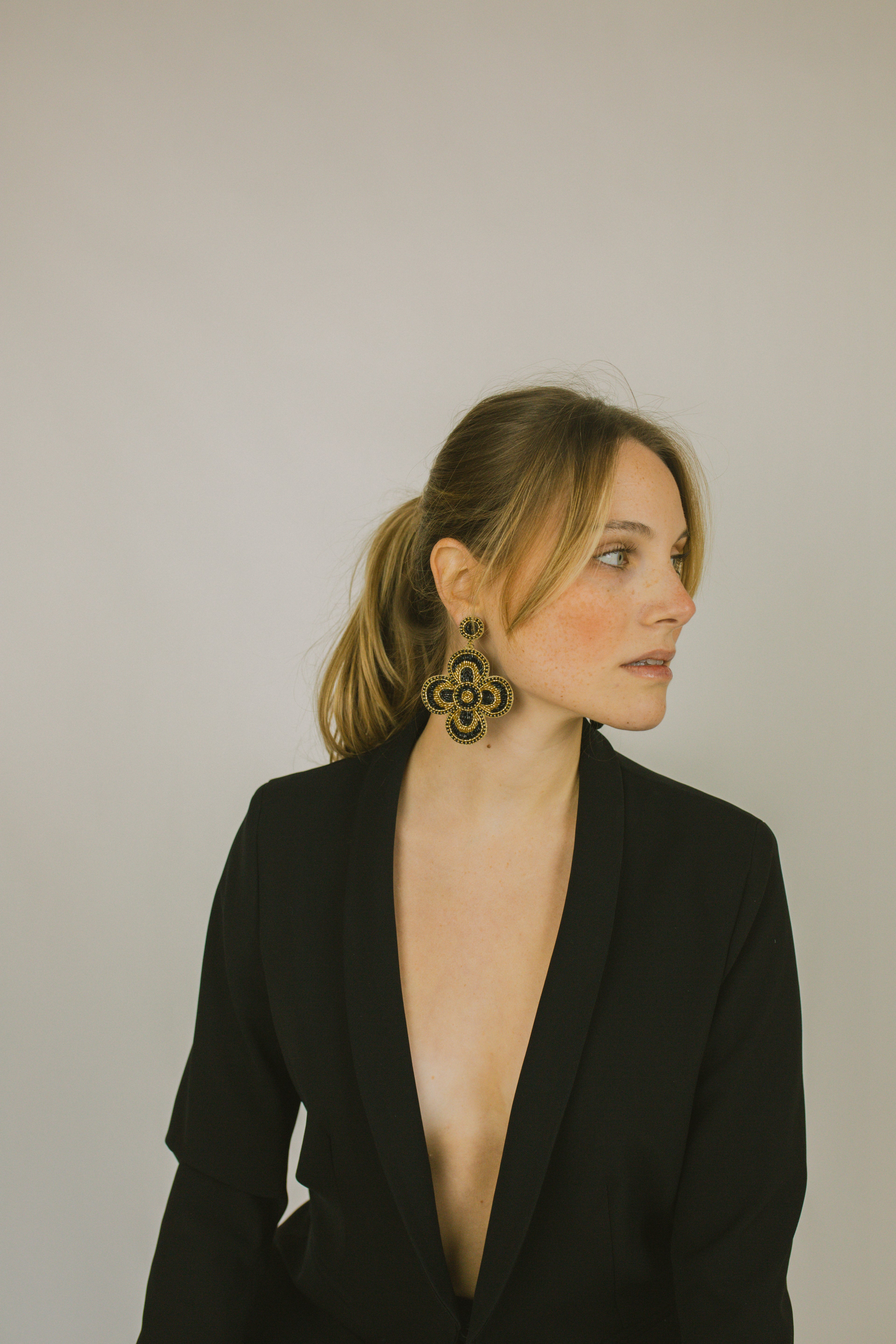 Boucles d'oreilles brodées Perlées Prisca