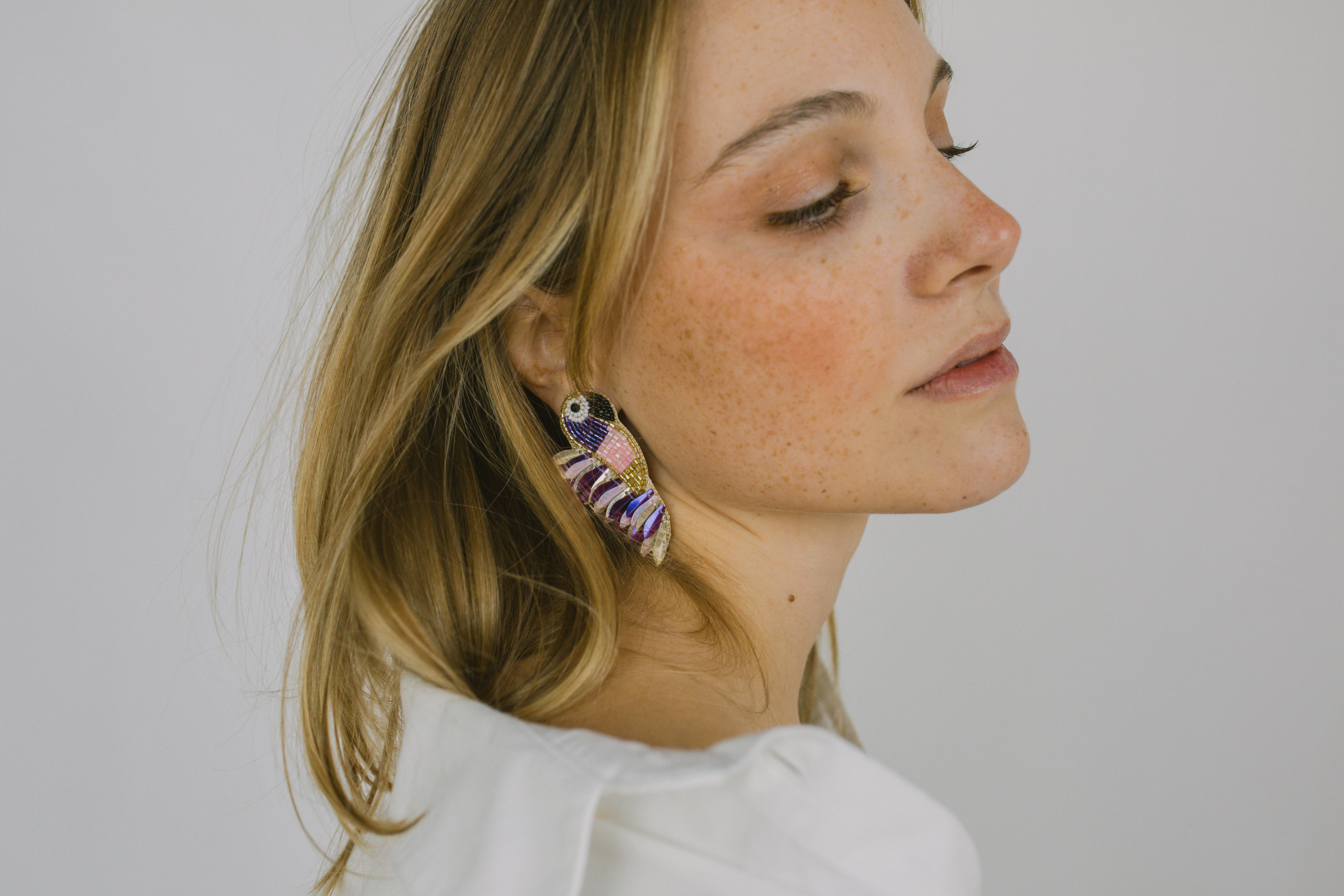 Boucles d'oreilles brodées Perlées ASHA