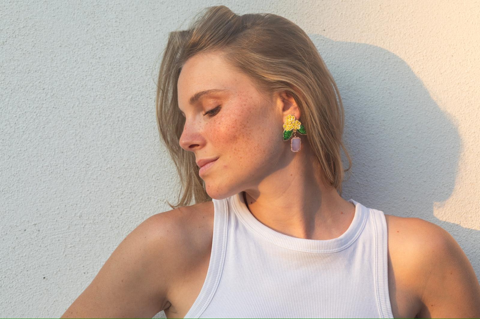 Boucles d'oreilles brodées LYSÉA
