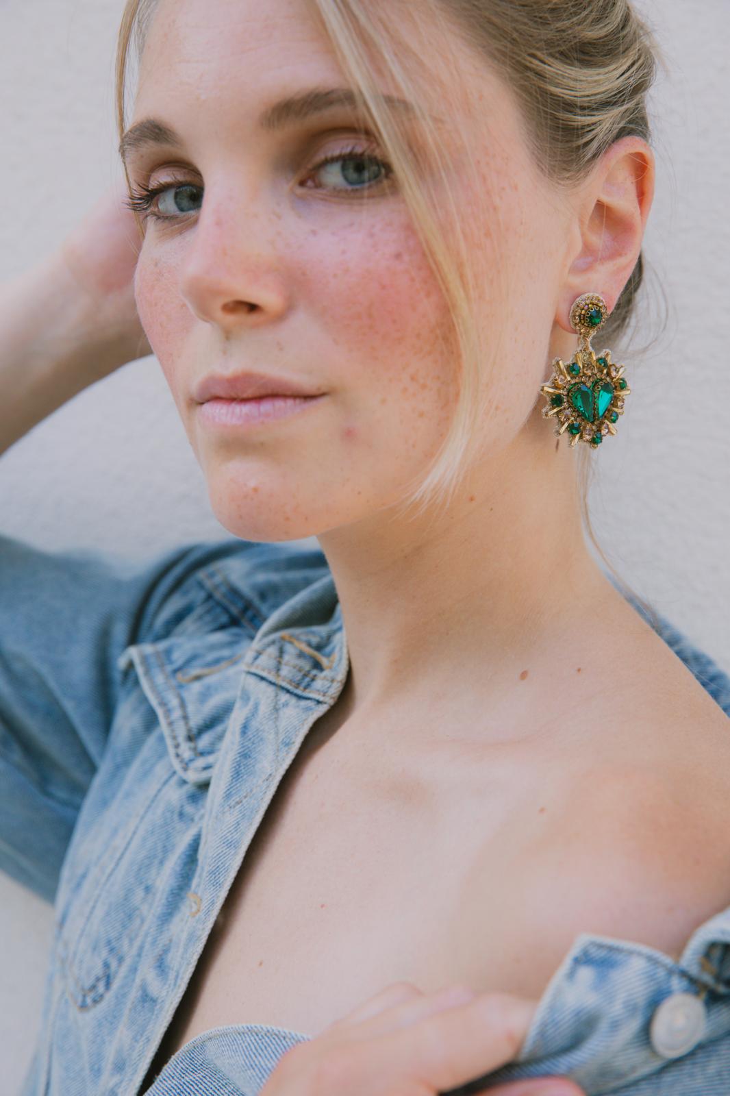 Boucles d'oreilles brodées Théa