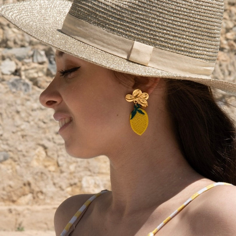 Boucles d'oreilles brodées Citrons 🍋