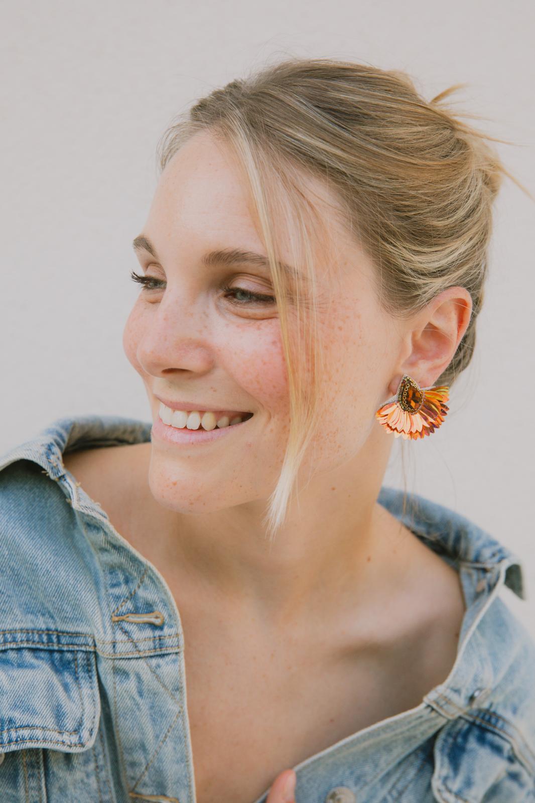 Boucles d'oreilles brodées Perlées ARYA « Irisées »