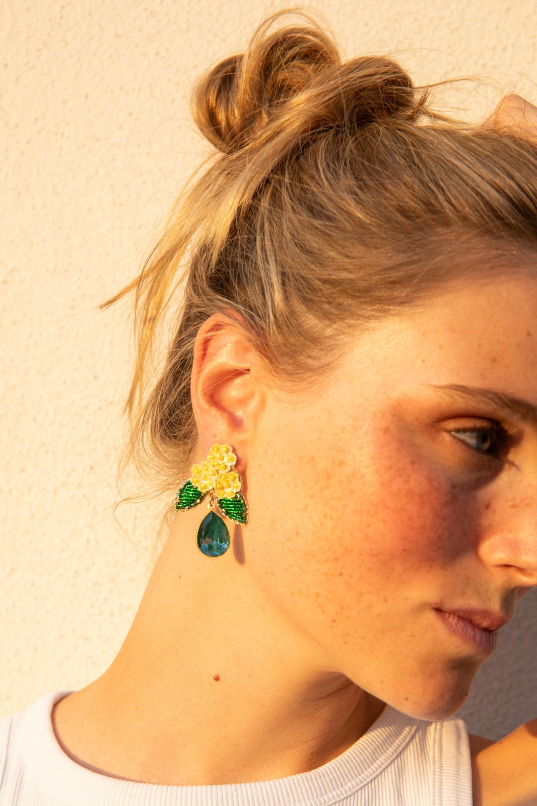 Boucles d'oreilles brodées LYSÉA