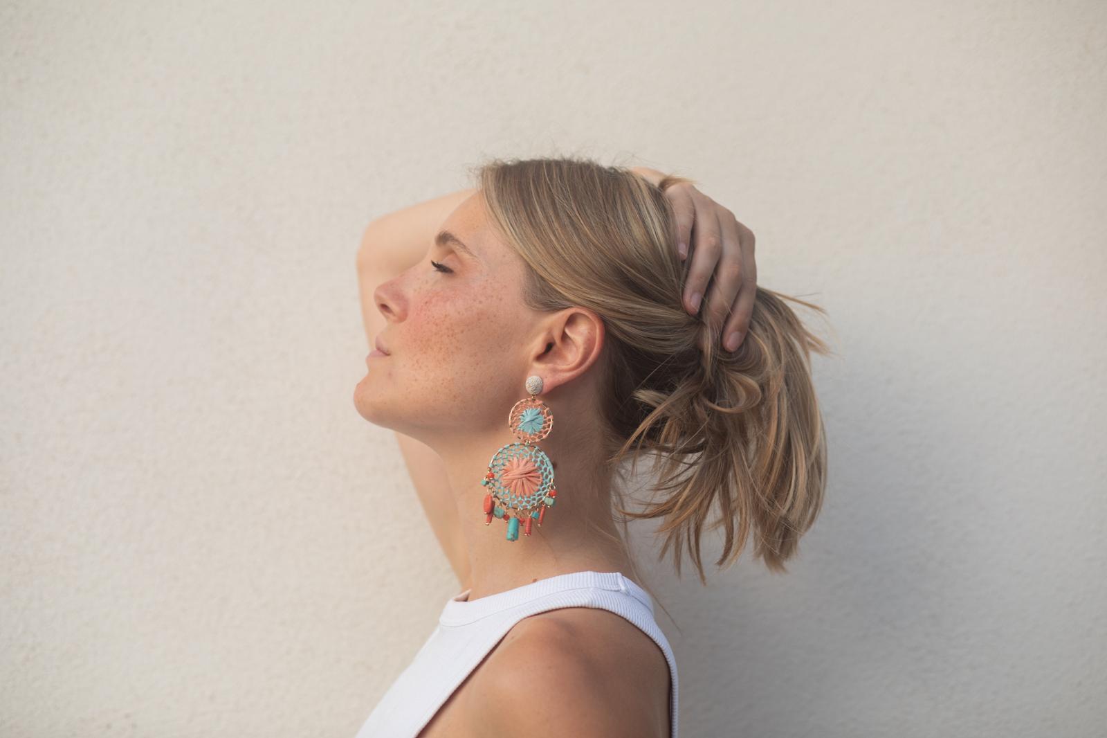 Boucles d'oreilles brodées Perlées CALISTA