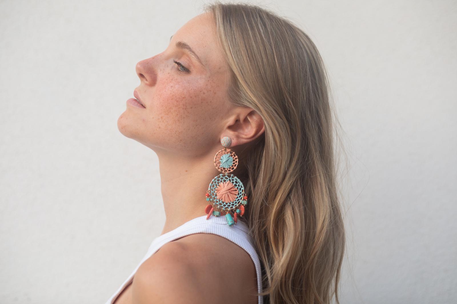 Boucles d'oreilles brodées Perlées CALISTA