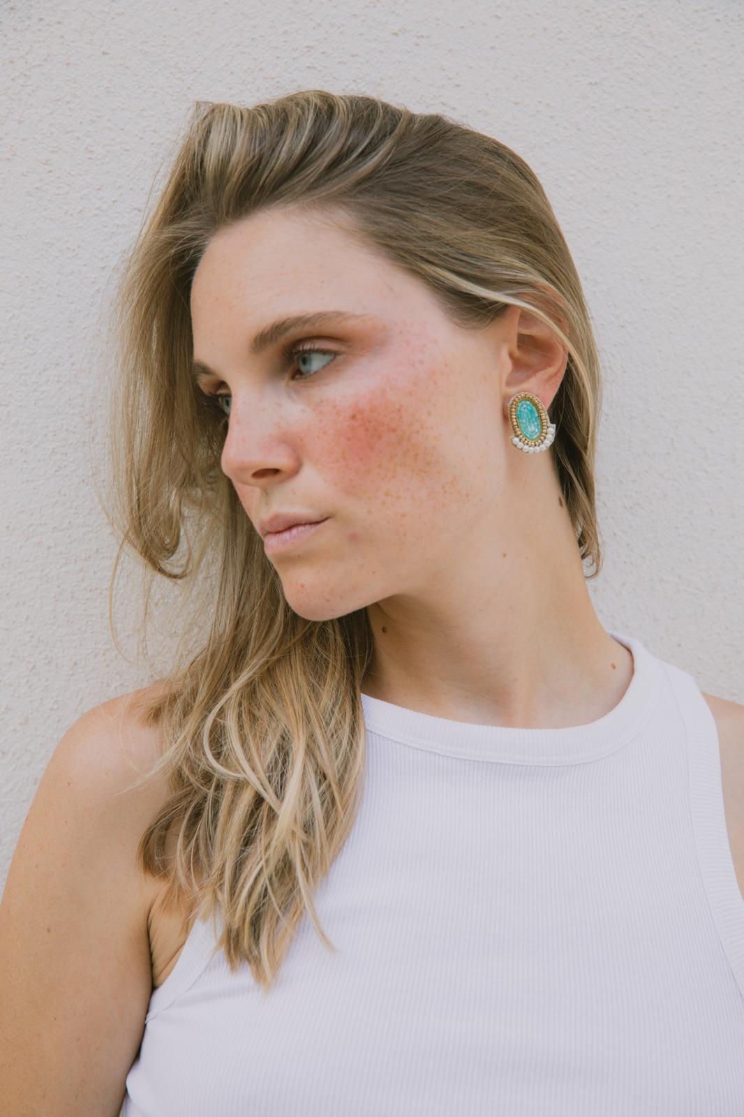 Boucles d'oreilles brodées ONDINE