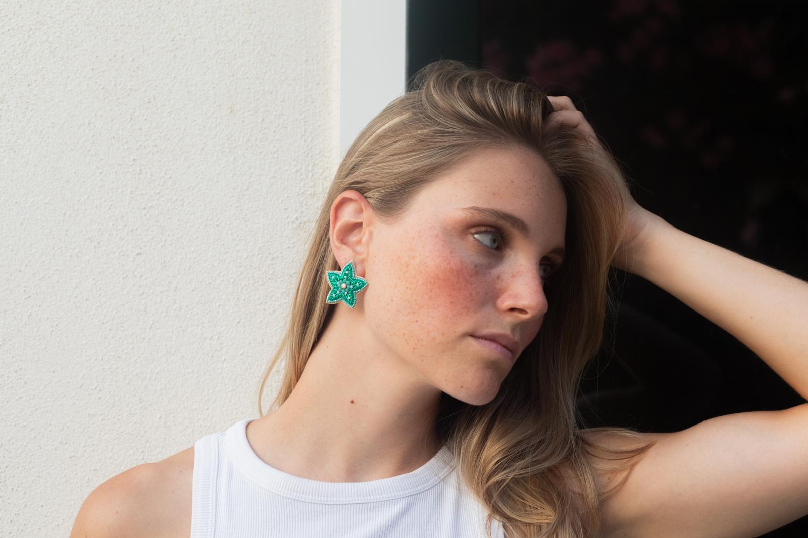 Boucles d'oreilles brodées SILÉA