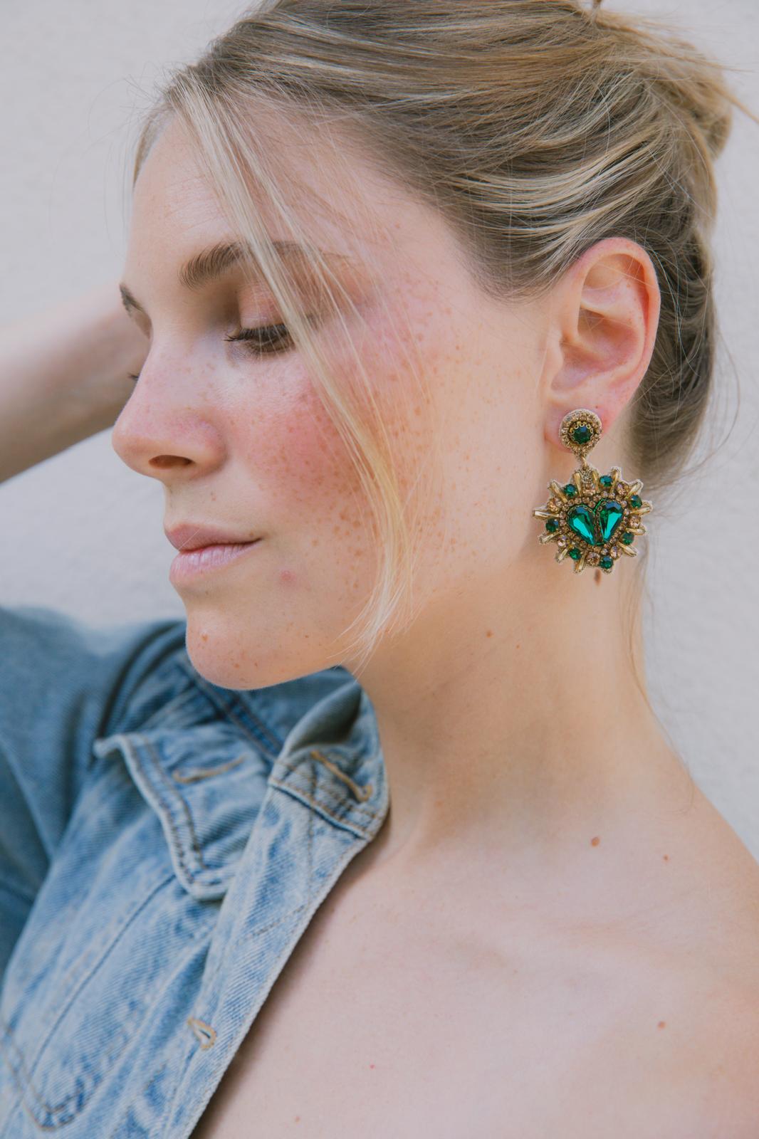 Boucles d'oreilles brodées Théa