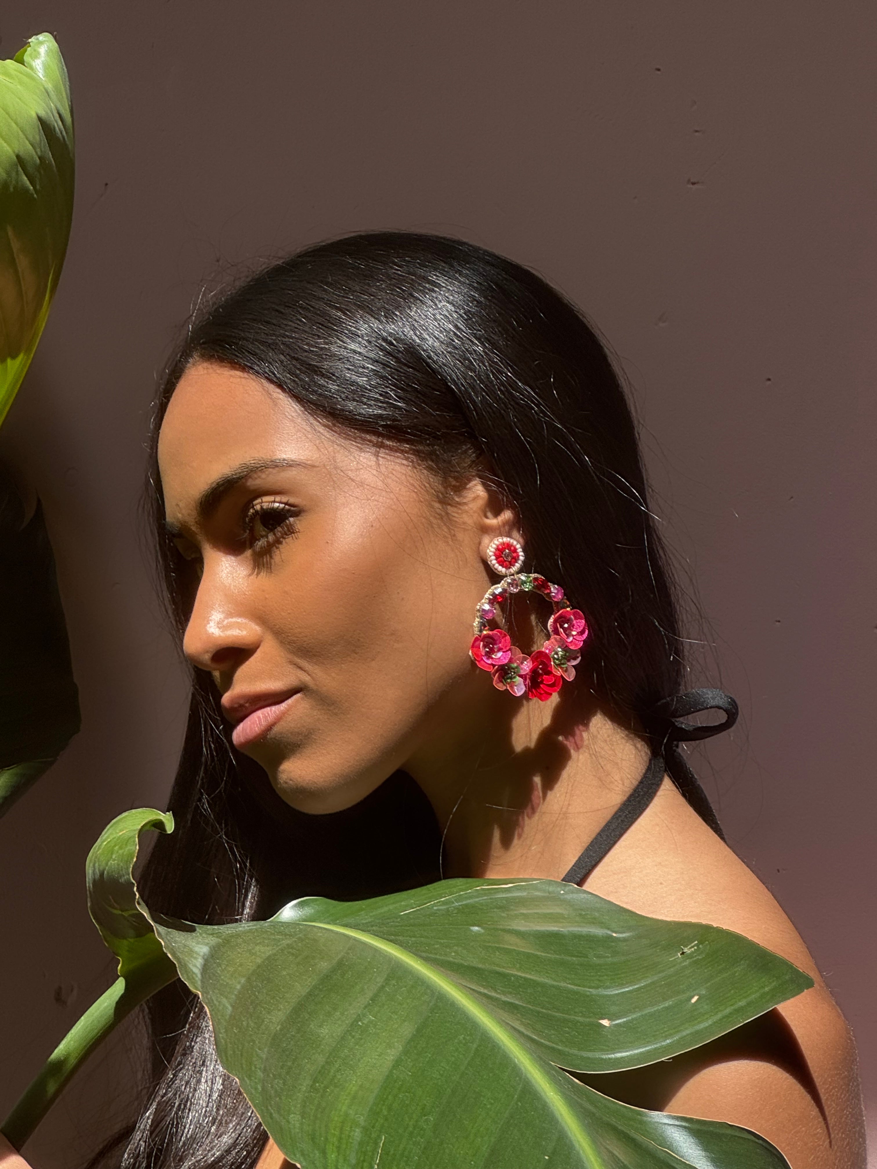 Boucles d'oreilles brodées Perlées FRIDA