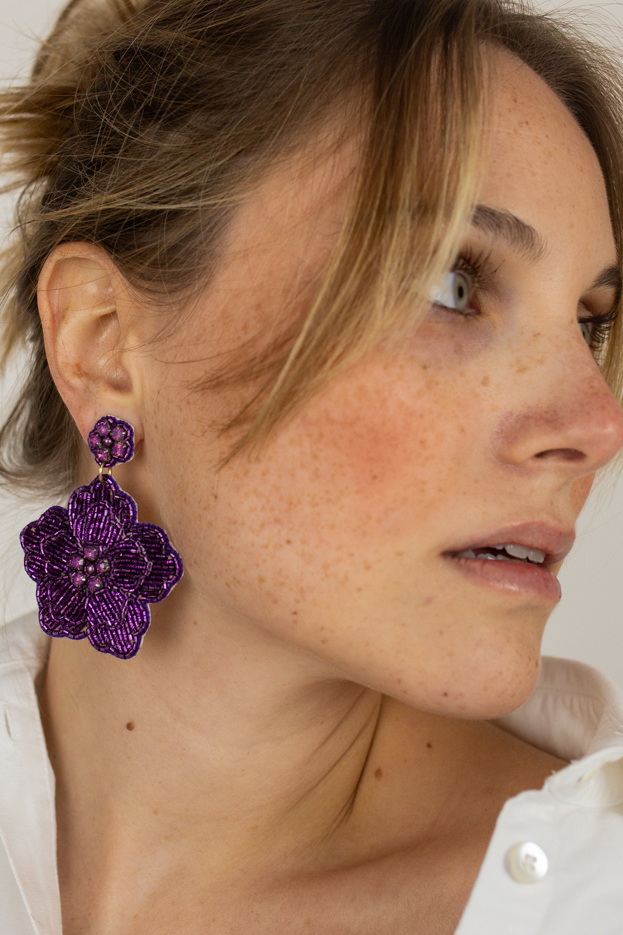 Boucles d'oreilles brodées Perlées Divya