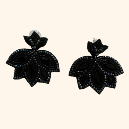 Boucles d'oreilles brodées Perlées "Black" Joséphine