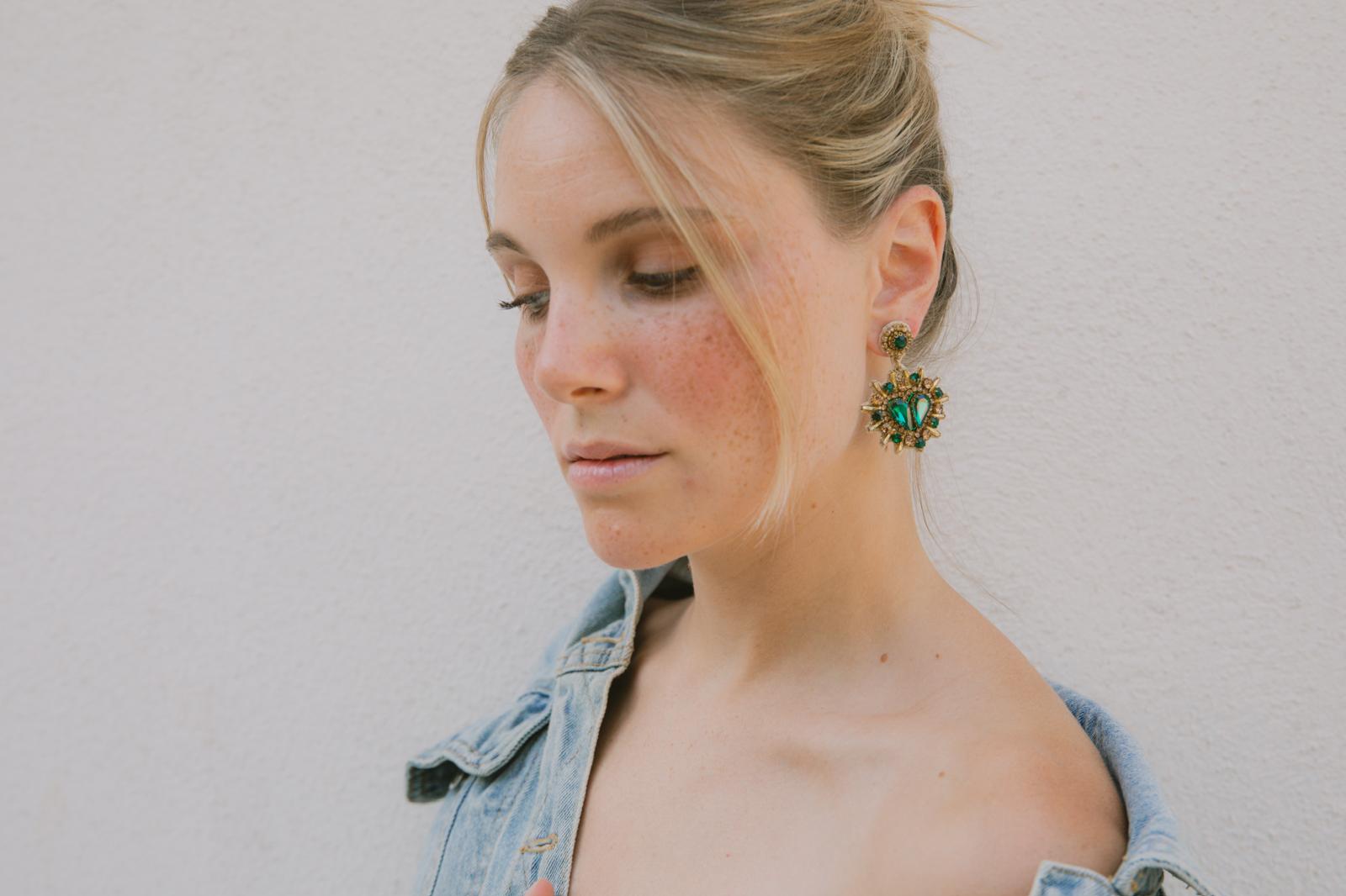 Boucles d'oreilles brodées Théa