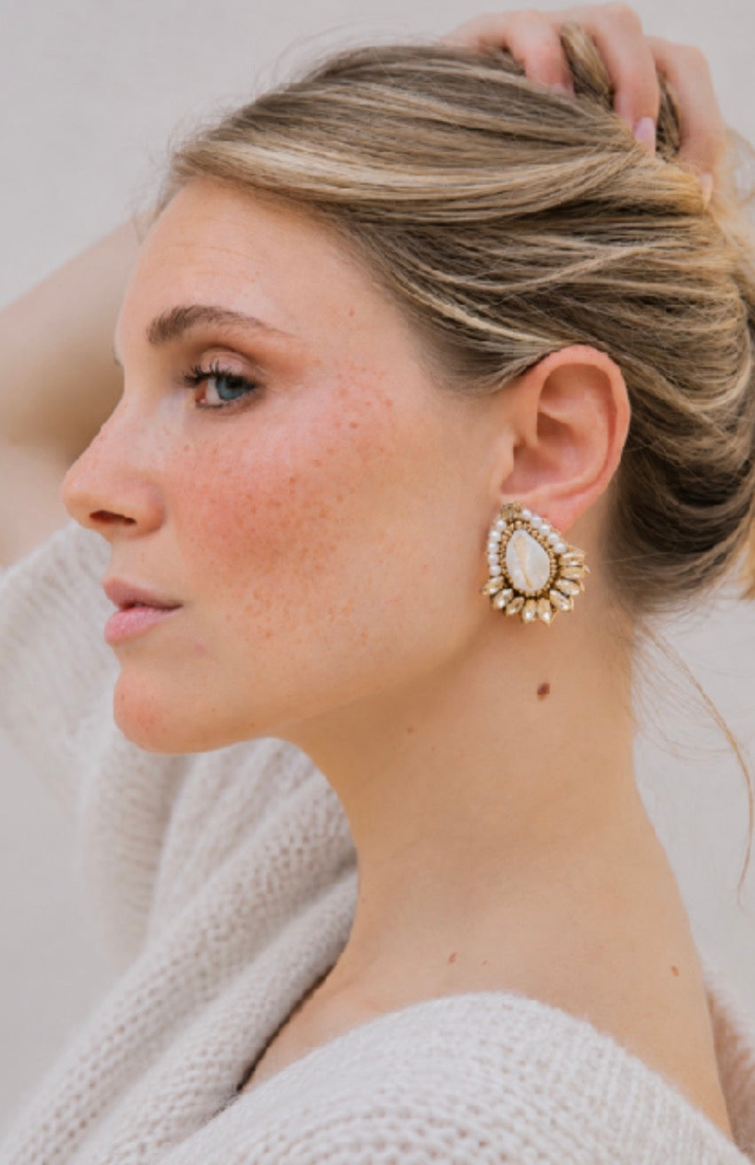 Boucles d'oreilles brodées Néréa