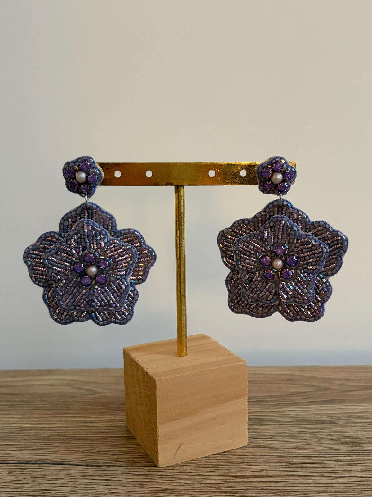 Boucles d'oreilles brodées Perlées Divya