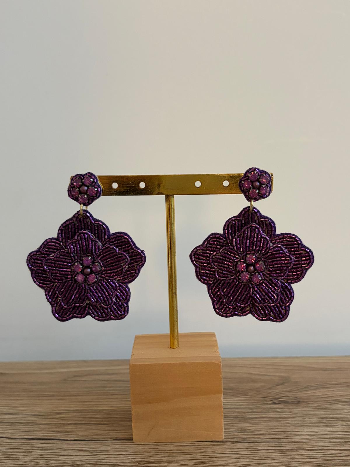 Boucles d'oreilles brodées Perlées Divya