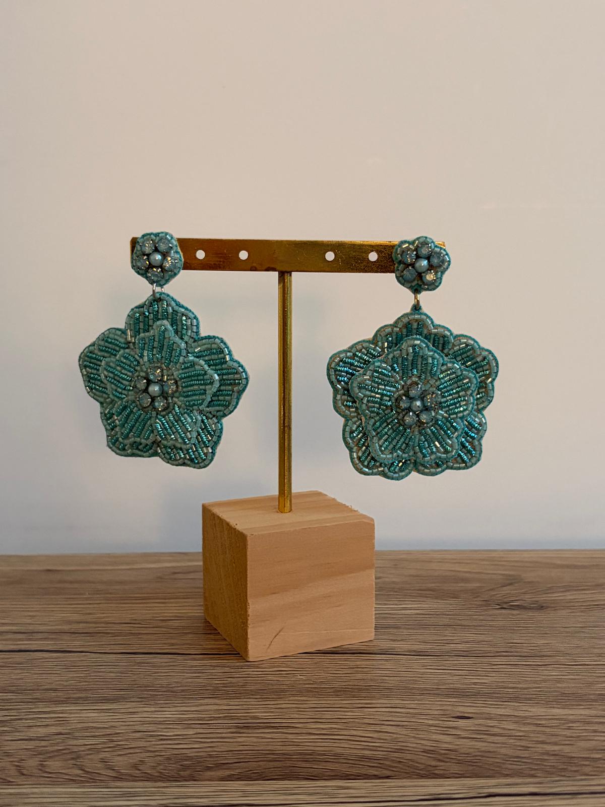 Boucles d'oreilles brodées Perlées Divya