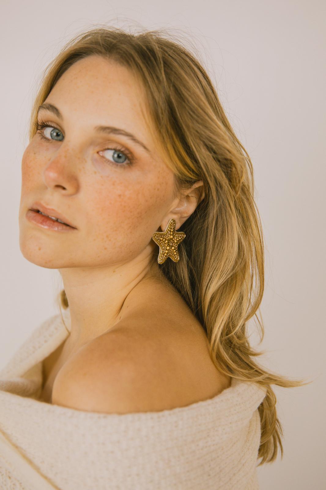 Boucles d'oreilles brodées Perlées Stella