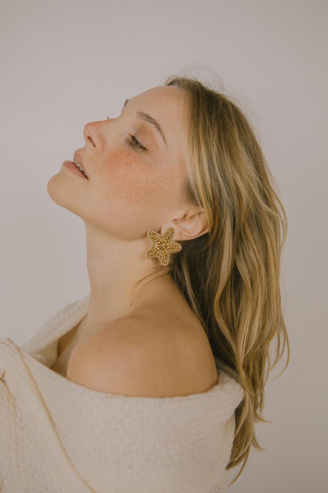 Boucles d'oreilles brodées Perlées Stella