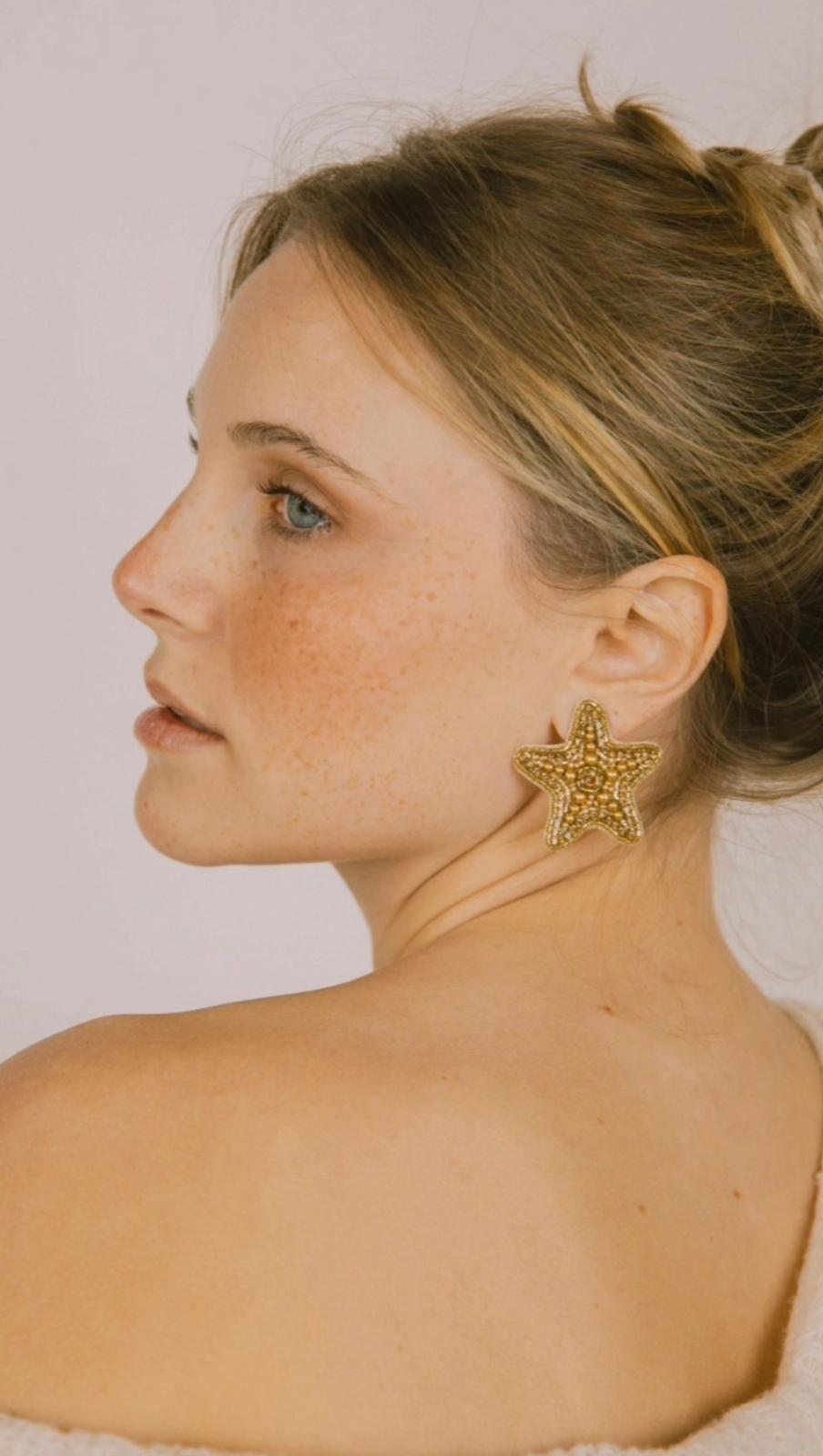 Boucles d'oreilles brodées Perlées Stella