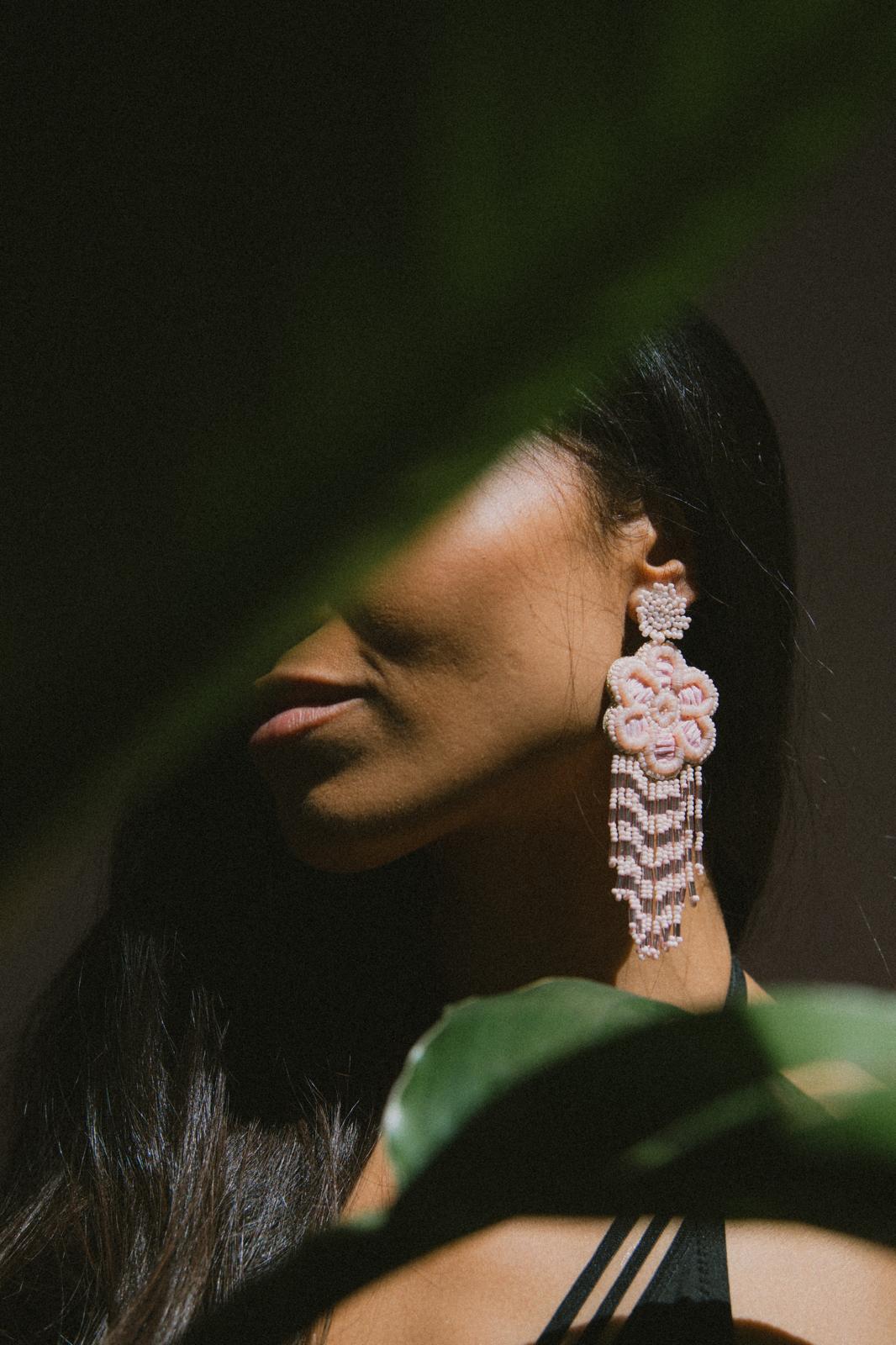 Boucles d'oreilles brodées Perlées ROSY