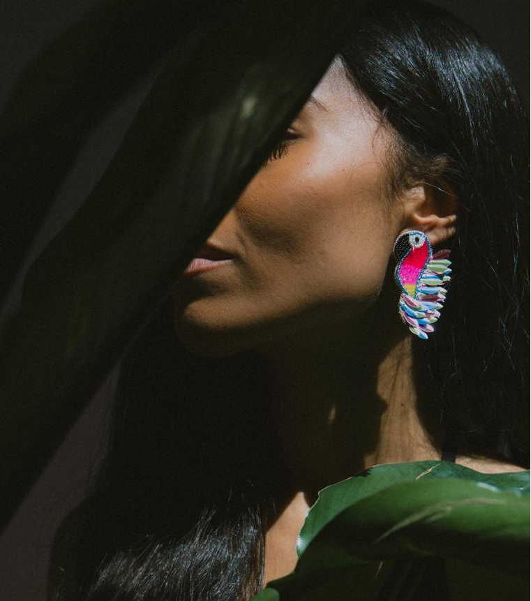Boucles d'oreilles brodées Perlées ASHA