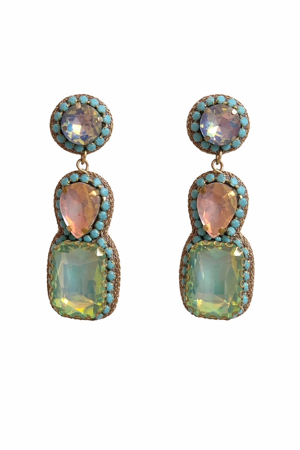 Boucles d'oreilles brodées OPALINE