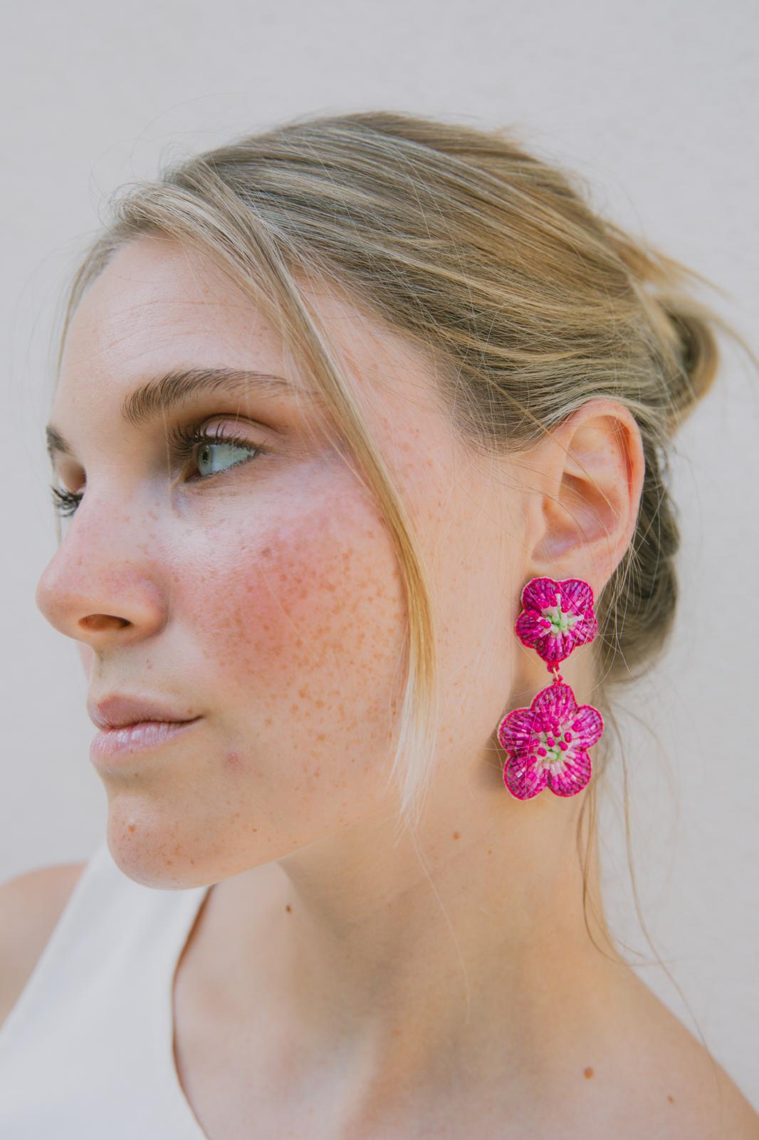 Boucles d'oreilles brodées Manéa
