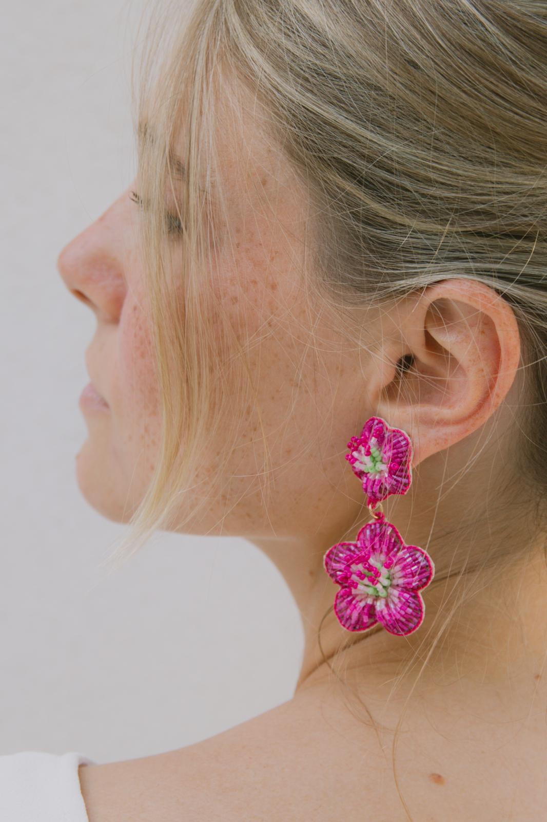 Boucles d'oreilles brodées Manéa