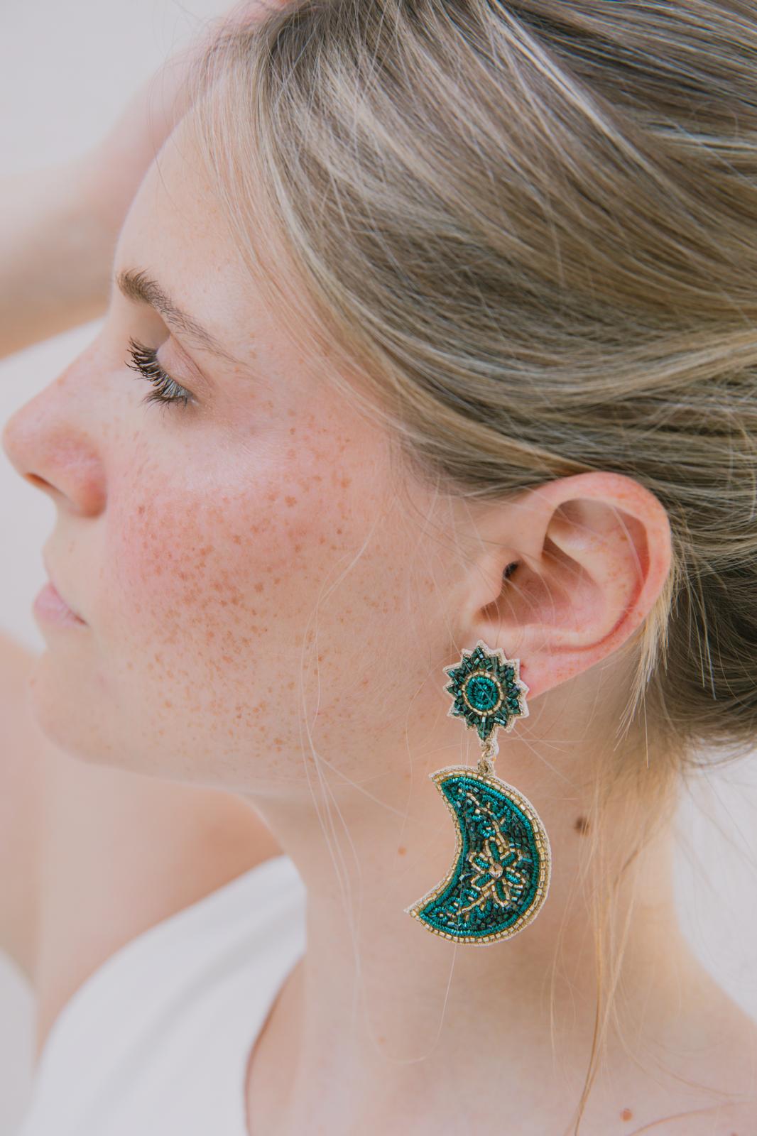 Boucles d'oreilles brodées Séléna