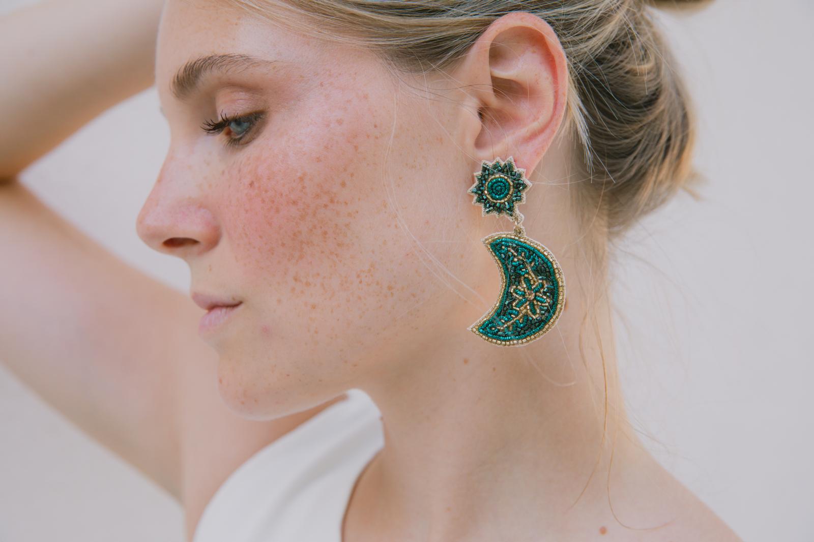 Boucles d'oreilles brodées Séléna