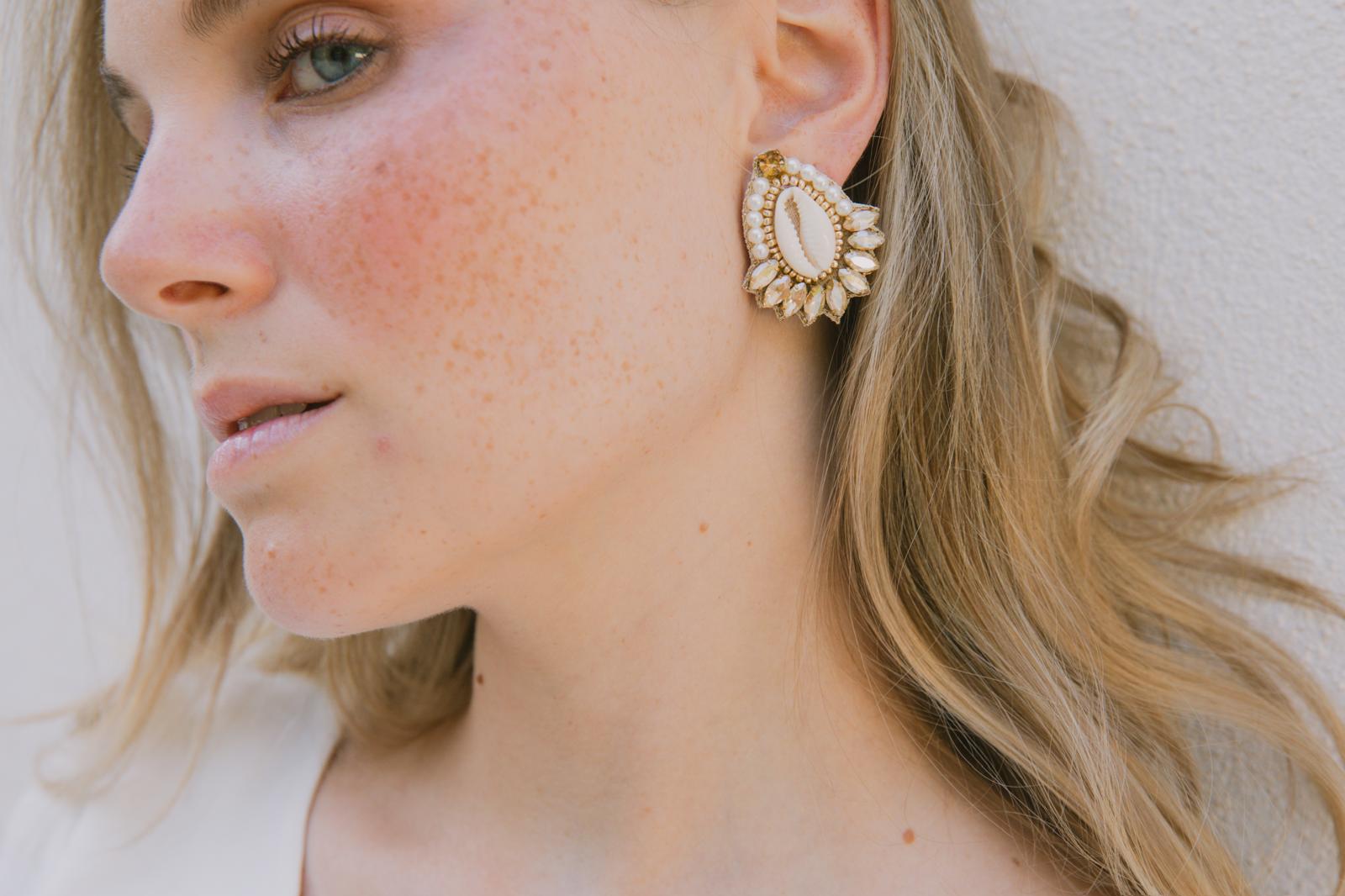 Boucles d'oreilles brodées Néréa