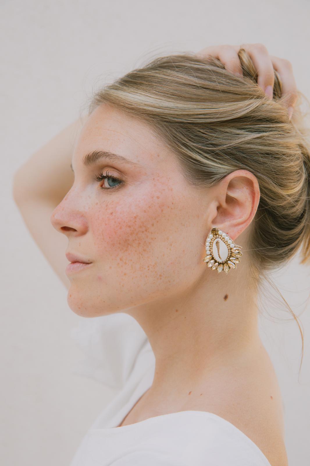 Boucles d'oreilles brodées Néréa