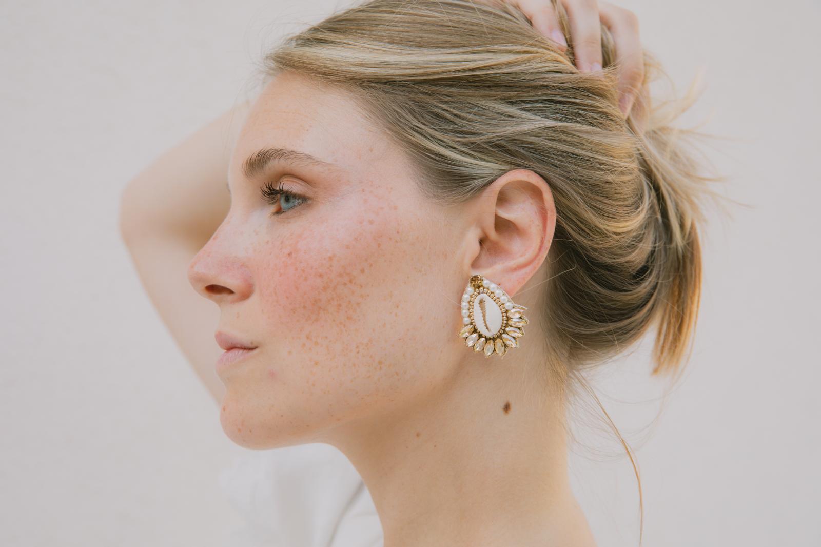 Boucles d'oreilles brodées Néréa