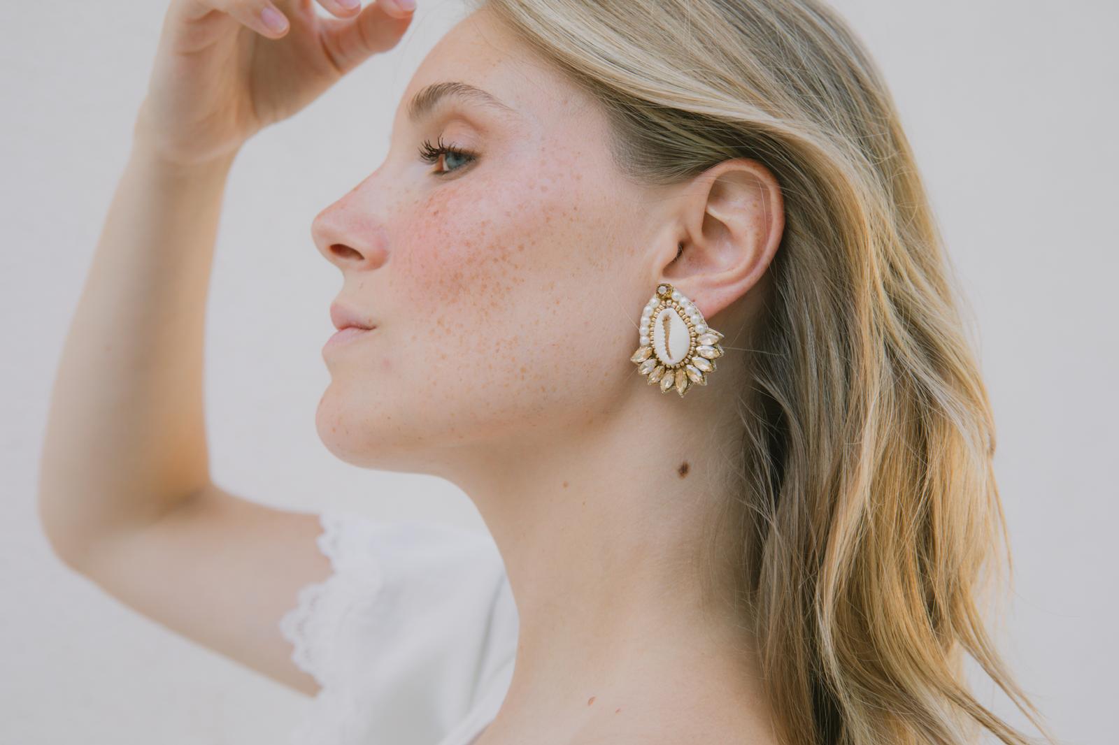 Boucles d'oreilles brodées Néréa