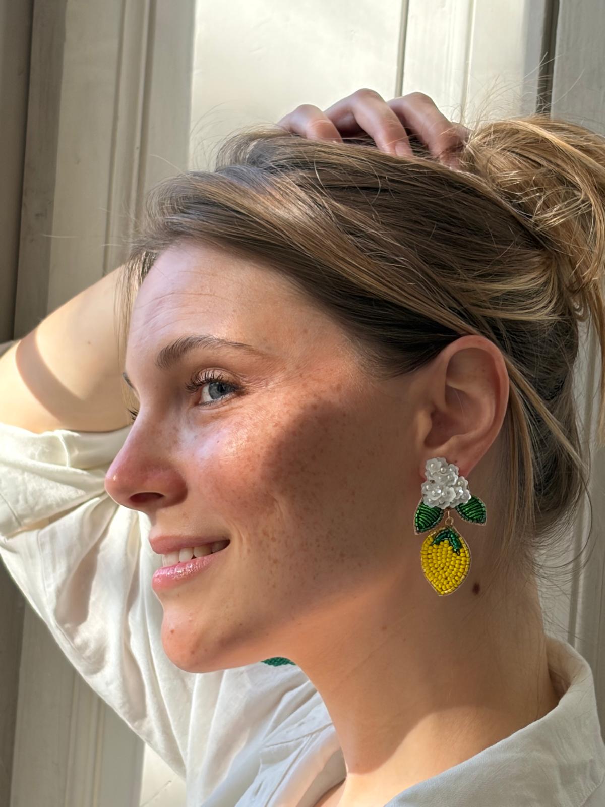 Boucles d'oreilles brodées LIMONA