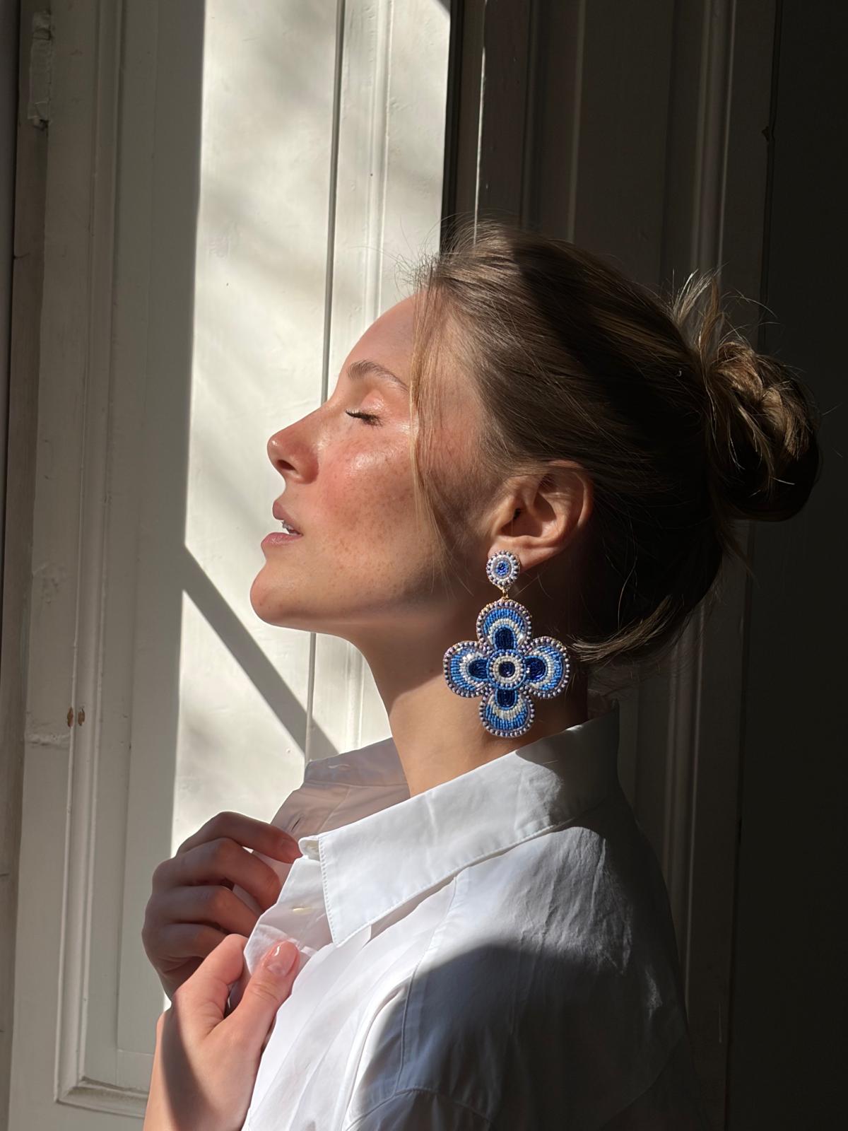 Boucles d'oreilles brodées Perlées Prisca