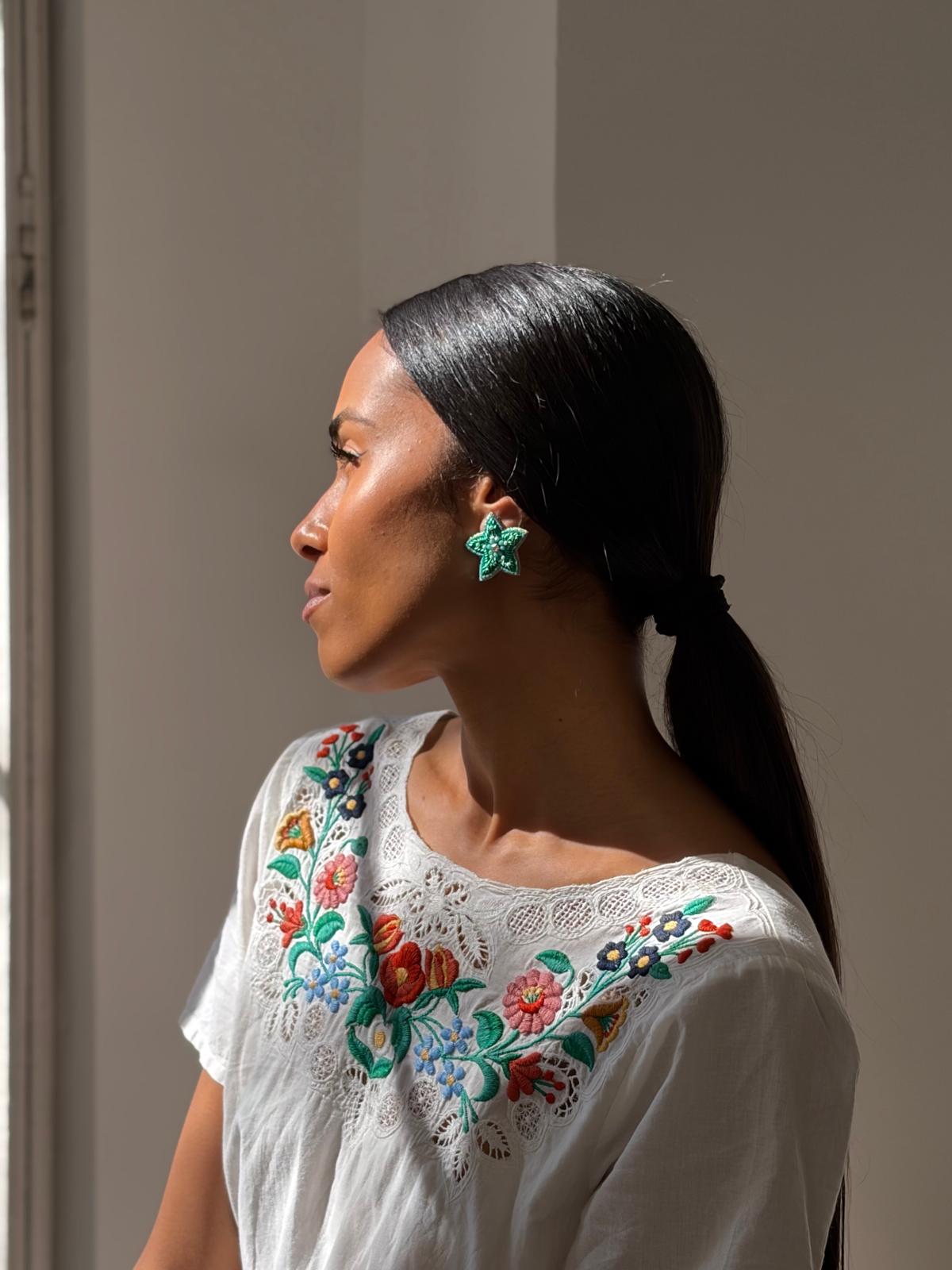 Boucles d'oreilles brodées SILÉA