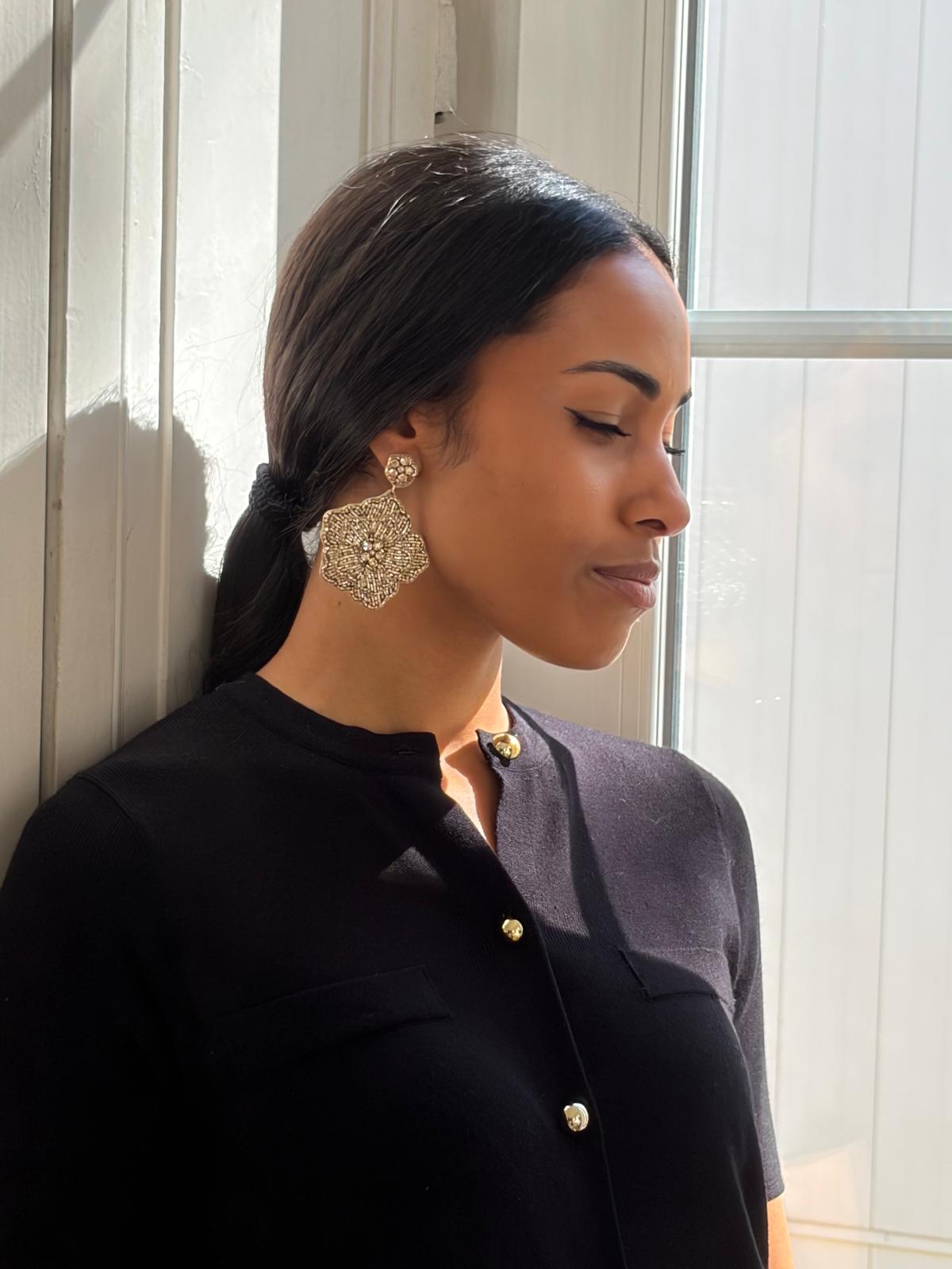 Boucles d'oreilles brodées Perlées Divya