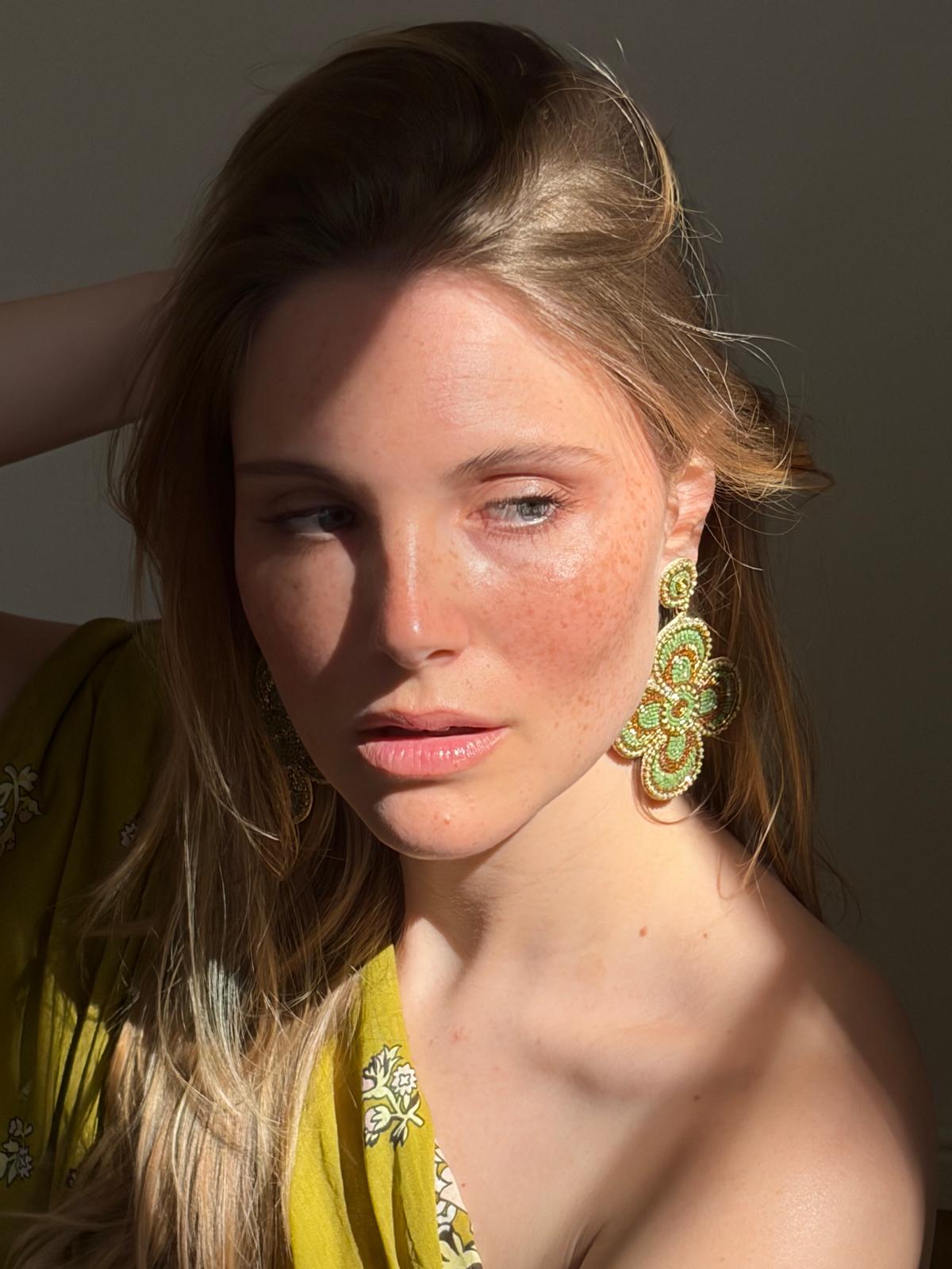 Boucles d'oreilles brodées Perlées Prisca