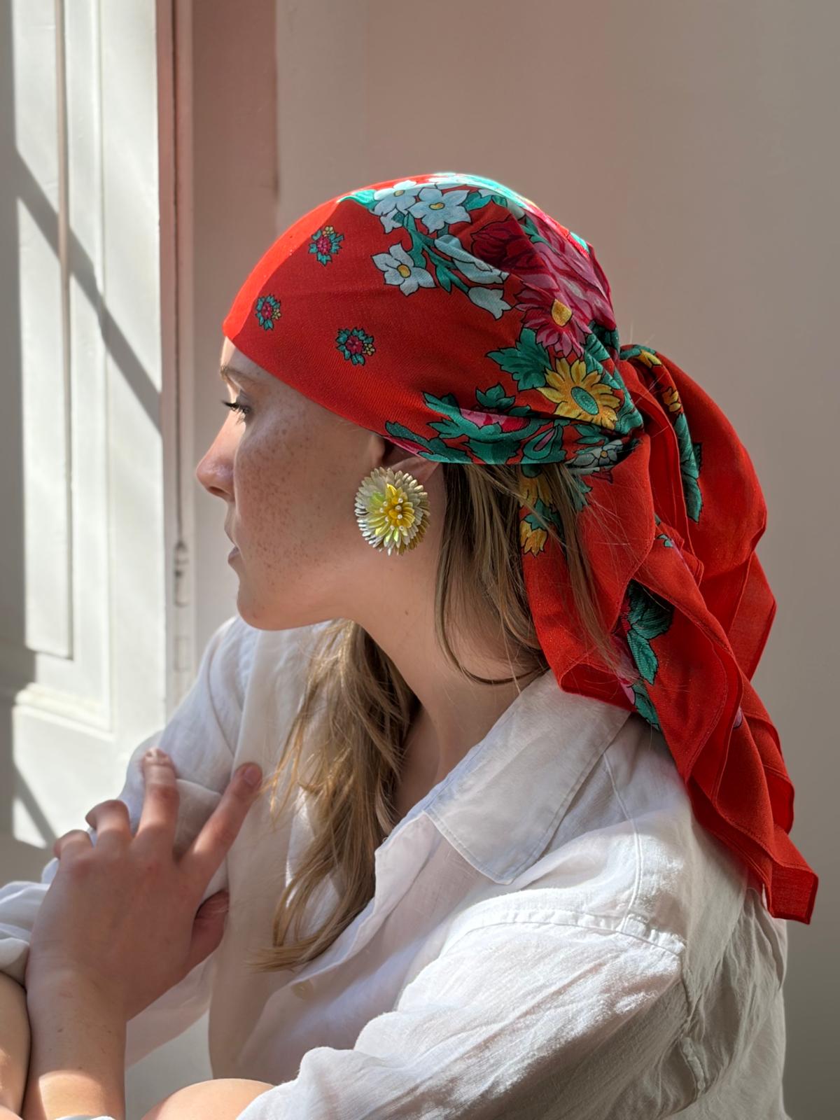 Boucles d'oreilles brodées ZINNIA