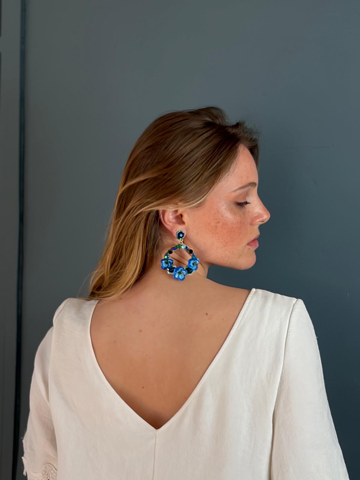 Boucles d'oreilles brodées Perlées FRIDA