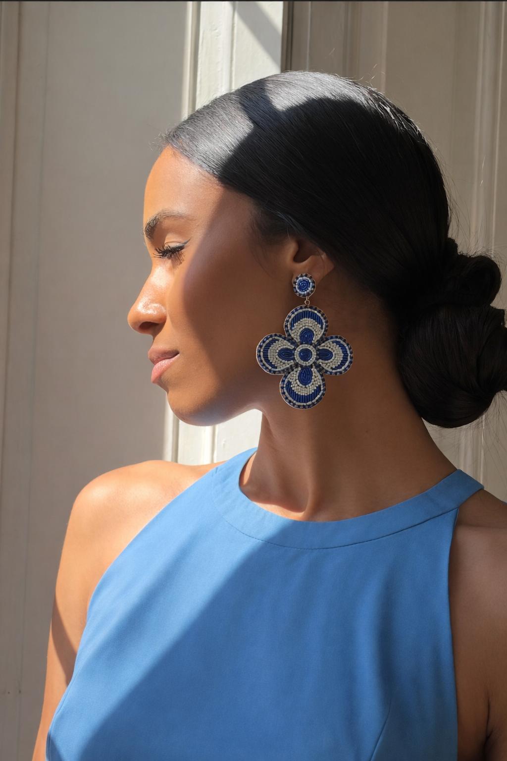 Boucles d'oreilles brodées Perlées Prisca