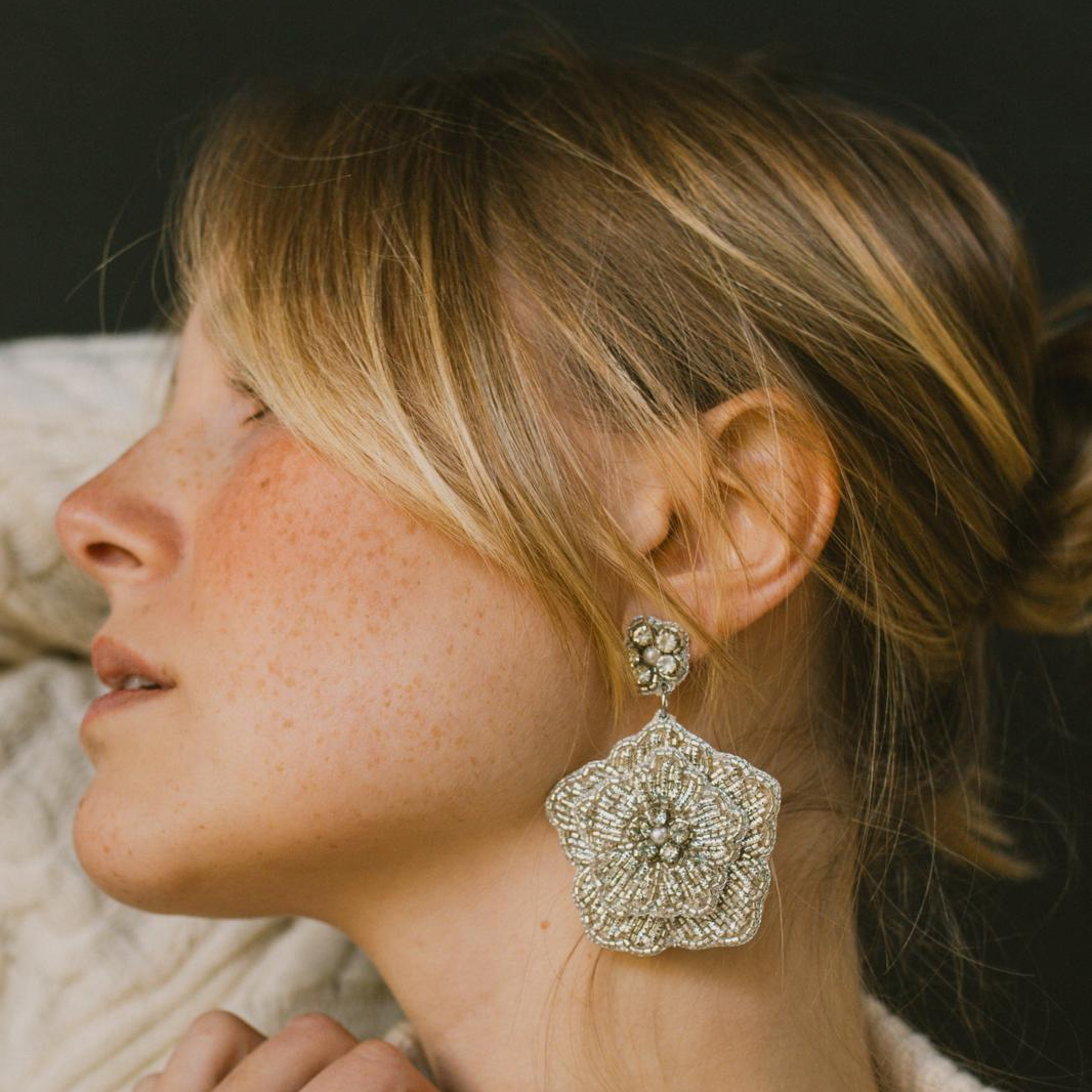 Boucles d'oreilles brodées Perlées Divya