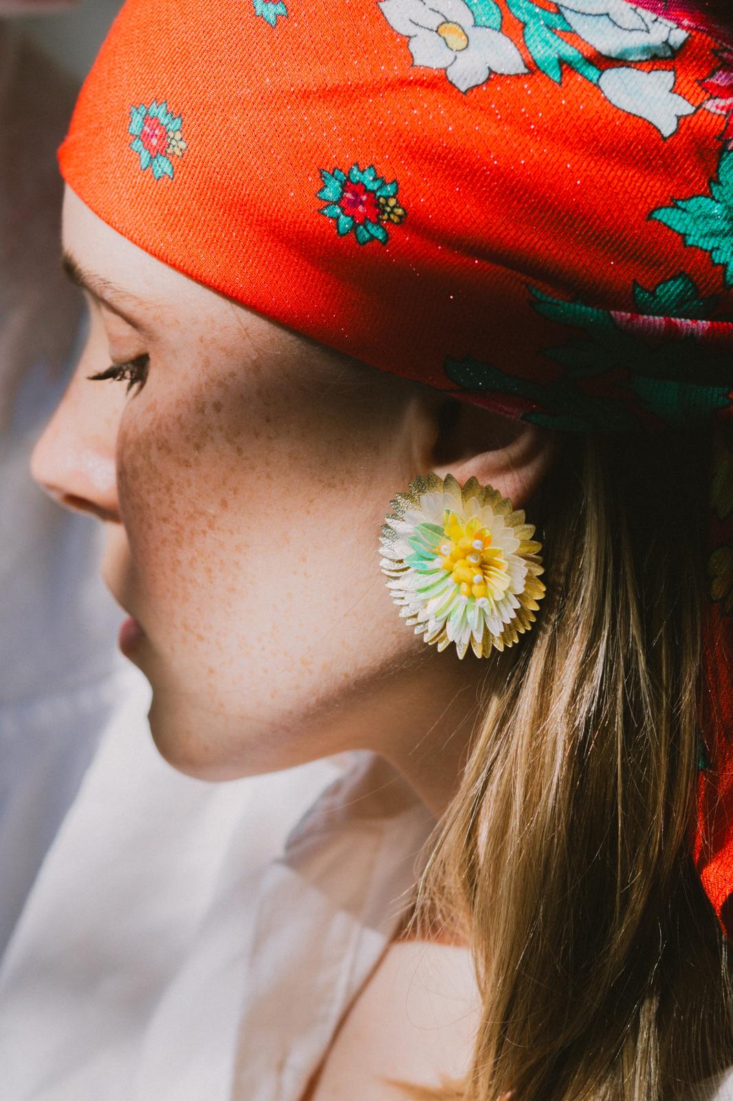 Boucles d'oreilles brodées ZINNIA
