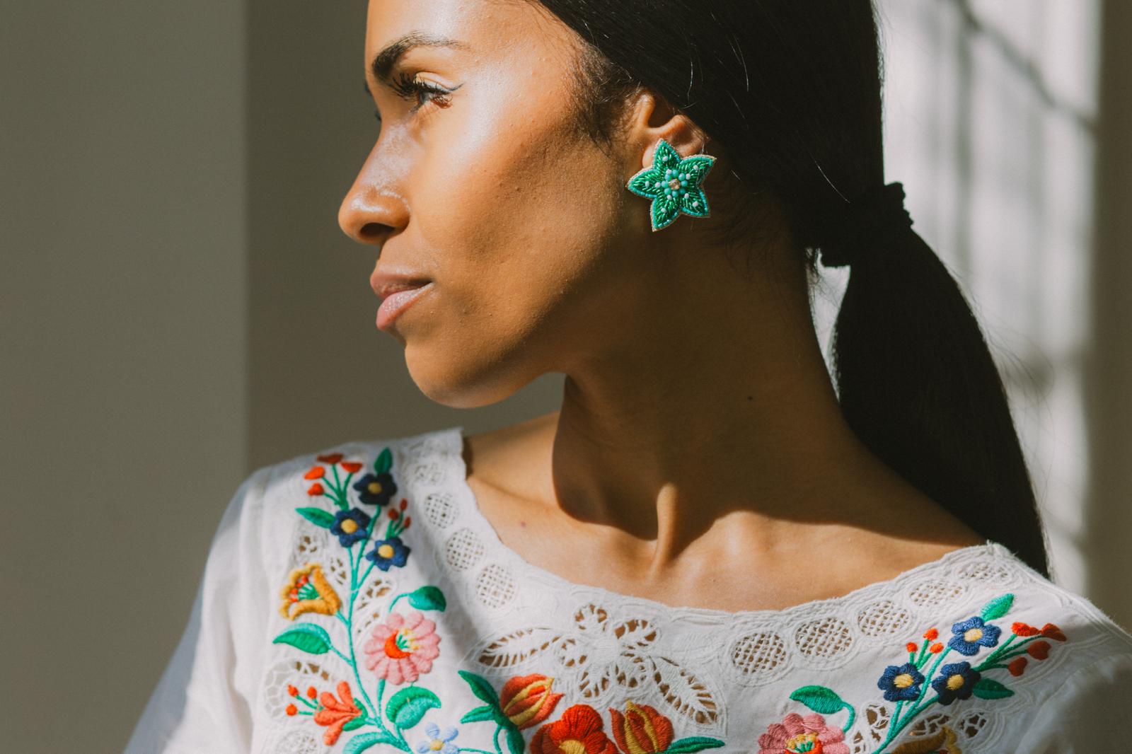 Boucles d'oreilles brodées SILÉA