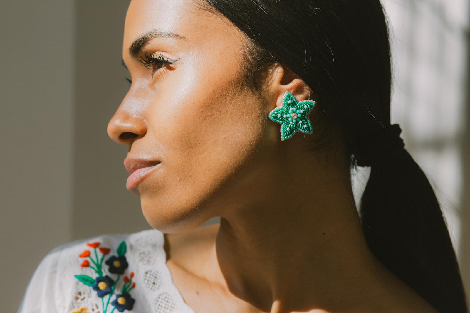 Boucles d'oreilles brodées SILÉA
