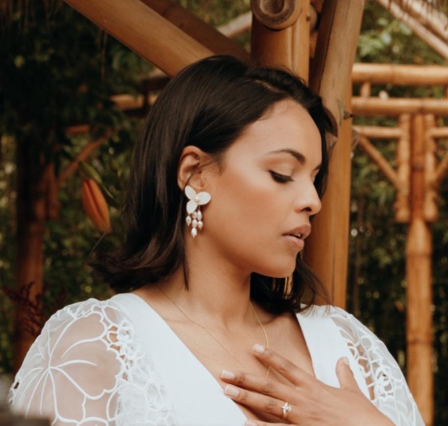 Boucles d'oreilles brodées perlées : POEHERE Perlée