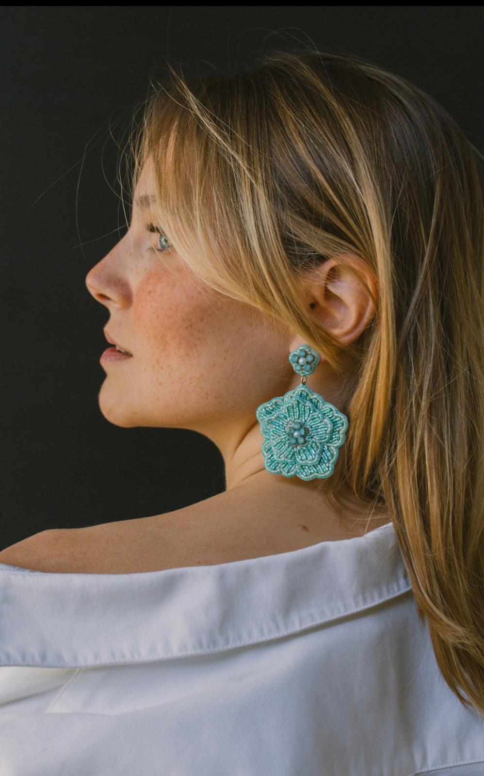 Boucles d'oreilles brodées Perlées Divya