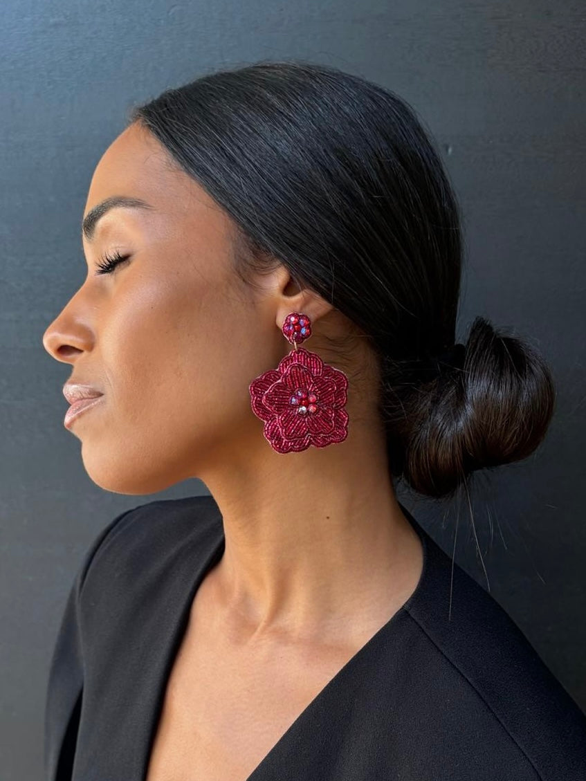 Boucles d'oreilles brodées Perlées Divya